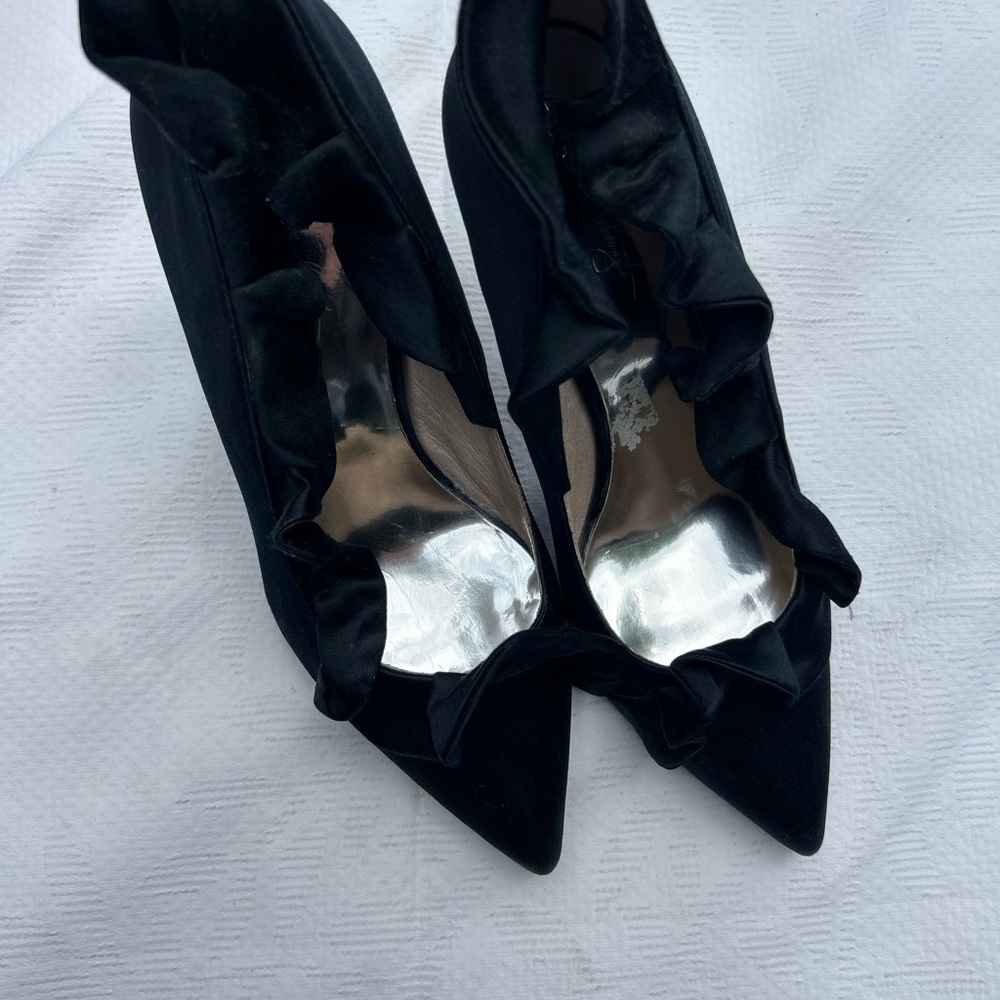 Allen Swartz ABS, Elegant Black Ruffled Women's heels